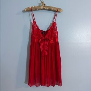 Victoria’s secret red mini dress with bow and lace detail size L